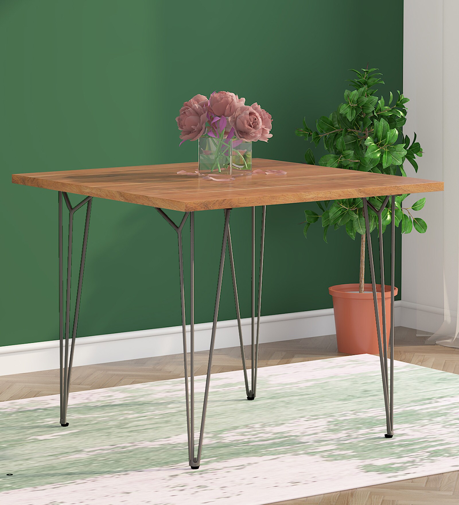 Buy Ferme Solid Wood 4 Seater Dining Table In Premium Acacia Finish at ...