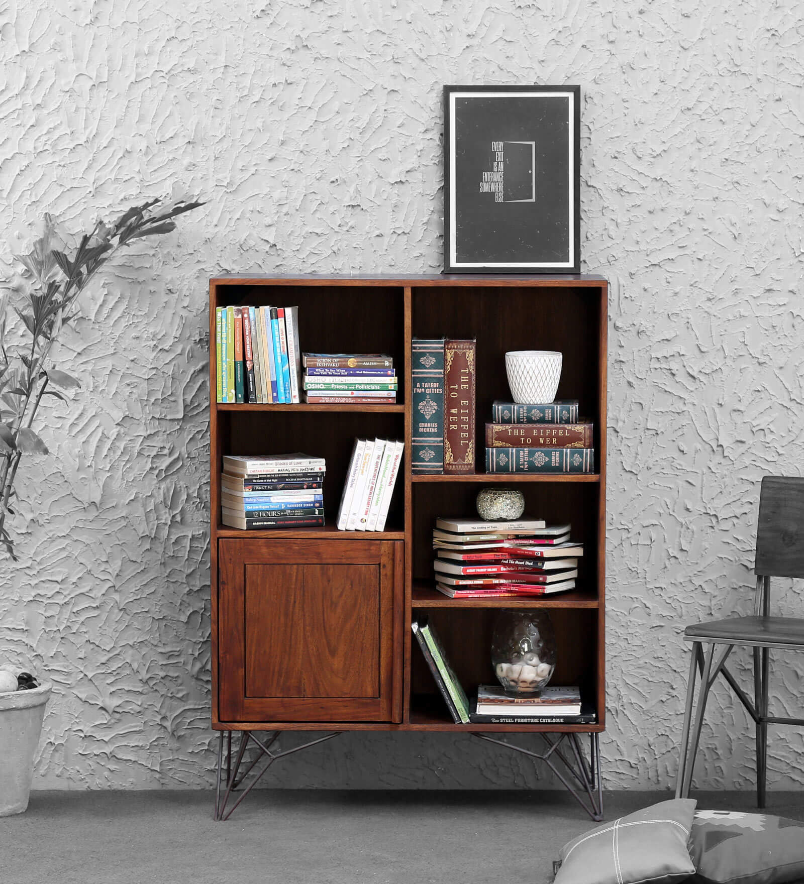 Laax Solid Wood Book Shelf In Premium Acacia Finish