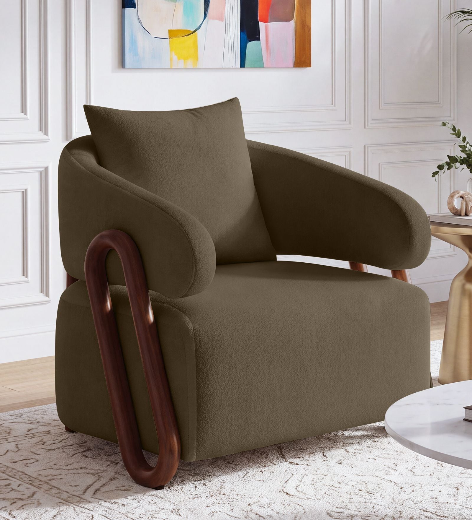 Fermo Fabric Lounge Chair in Brown Colour Fermo Fabric Lounge Chair in Brown Colour