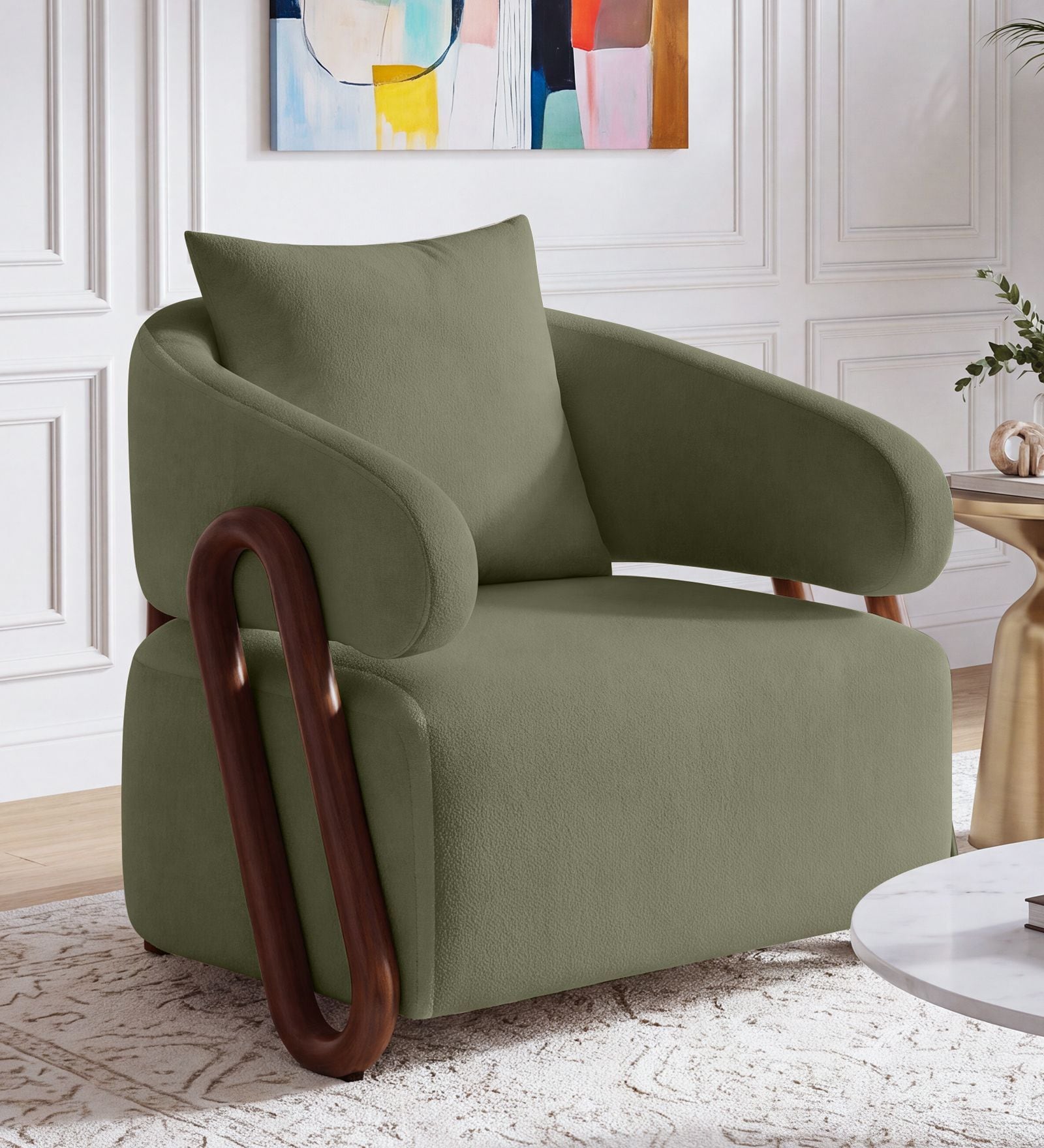 Fermo Fabric Lounge Chair in Green Colour Fermo Fabric Lounge Chair in Green Colour