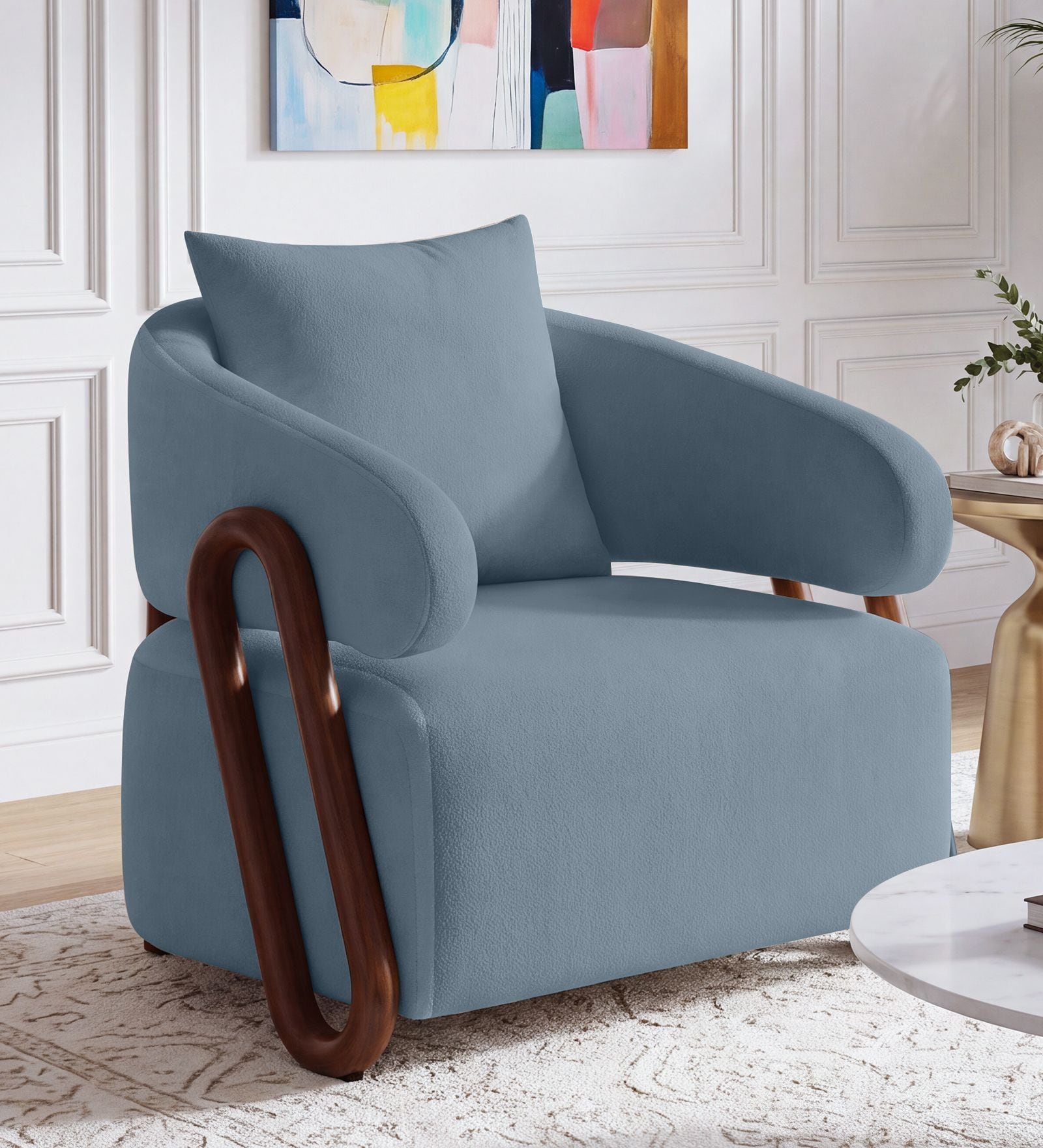 Fermo Fabric Lounge Chair in Blue Colour Fermo Fabric Lounge Chair in Blue Colour