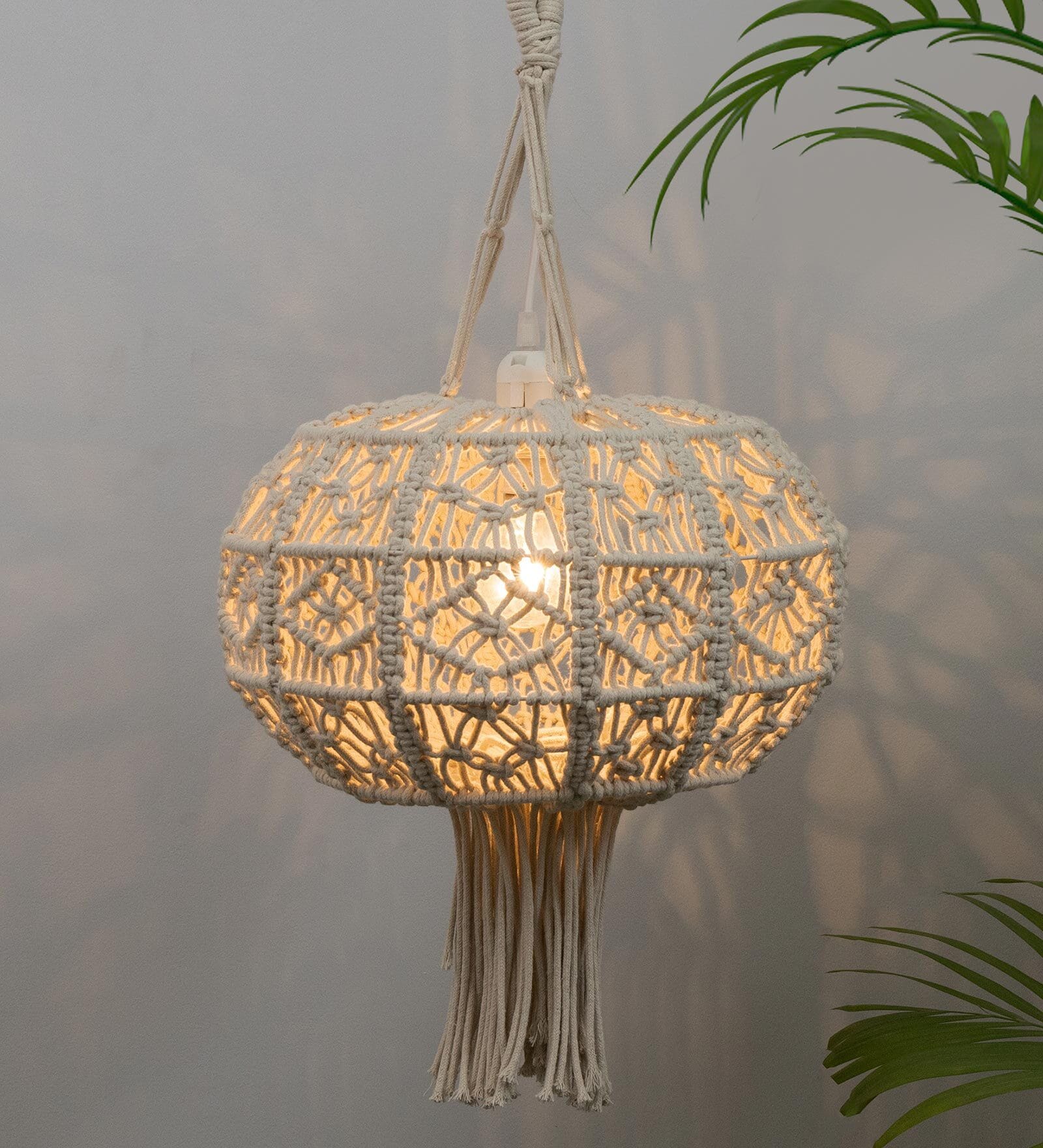 Fern Beige Cotton Hanging Light
