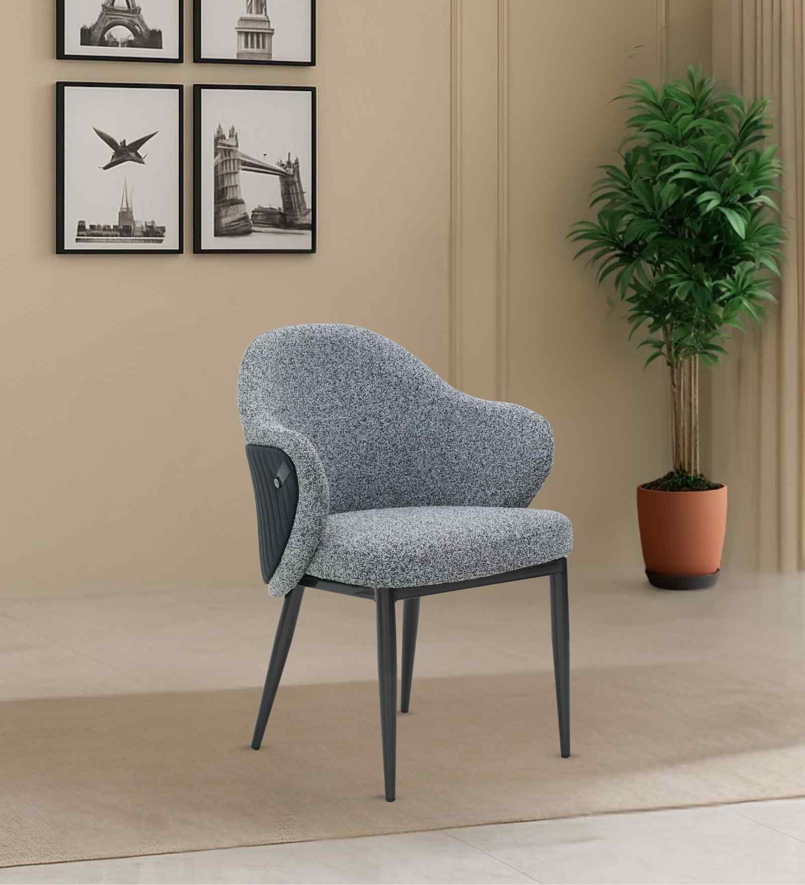 Ferrara Fabric Italian Dining Chair In Grey Color