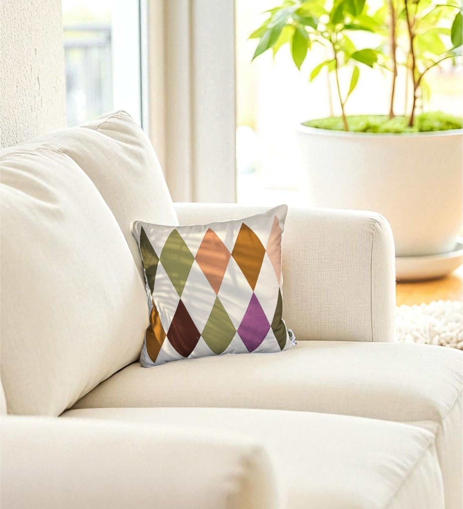 Multicolor Geometric Striped Cotton Ruffle 18x18 inches Cushion Cover