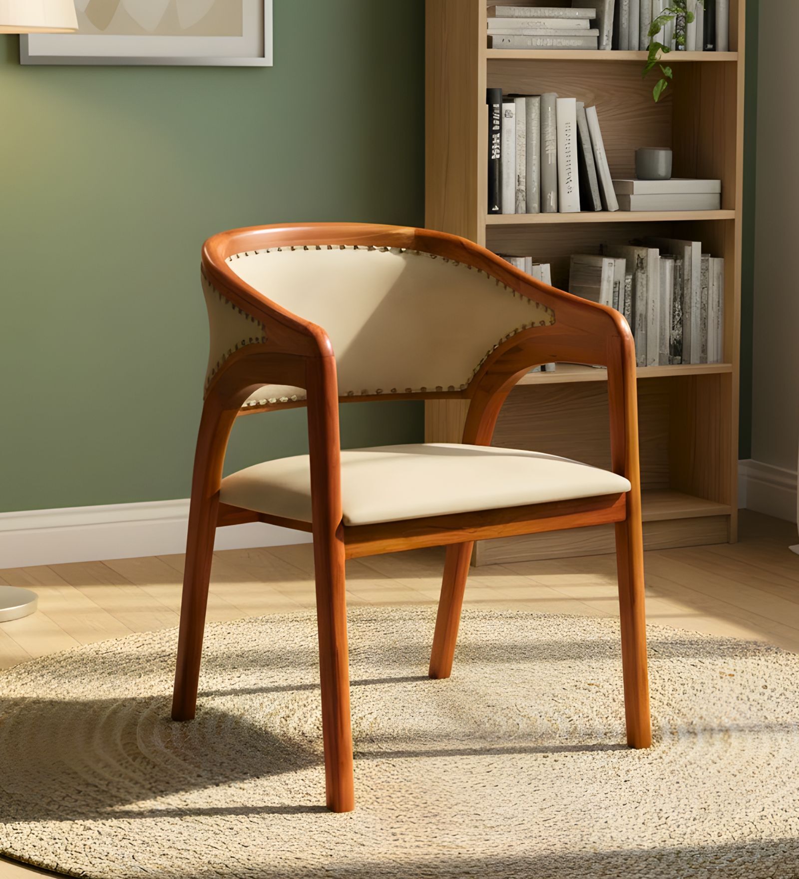 Fezra Teak Wood Arm Chair In Teak Finish