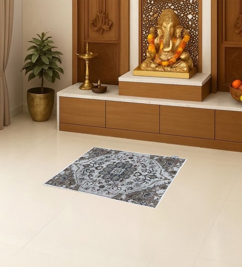 Feather Traditional Polyester 24x24 Inches Skid-Resistant Backing Prayer Mats (Pack of 1)