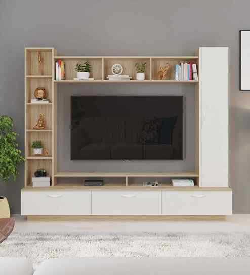 Fenily TV Unit In European Oak & White Finish