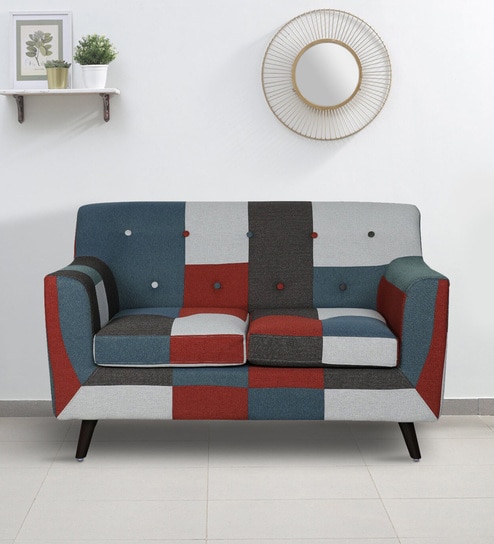 Fernand Fabric 2 Seater Sofa In Red Multicolour
