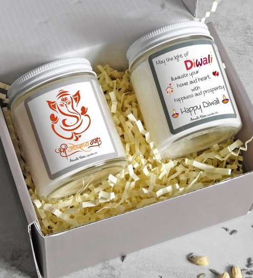 Set of 2 Scented Jar Candles For Diwali Gifting