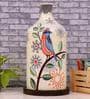 Feather Beauty Hand Painted Glass Shade Table LED Lamp With Wooden Base