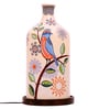 Feather Beauty Hand Painted Glass Shade Table LED Lamp With Wooden Base