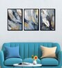 Feather Multicolour Canvas & MDF (Set of 3) Framed Art Panels