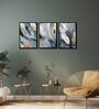 Feather Multicolour Canvas & MDF (Set of 3) Framed Art Panels