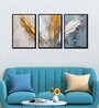 Feather Multicolour Canvas & MDF (Set of 3) Framed Art Panels