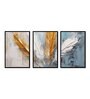 Feather Multicolour Canvas & MDF (Set of 3) Framed Art Panels