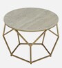 Felix Metal Coffee Table In Golden Base With Travertine Top