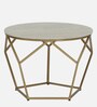 Felix Metal Coffee Table In Golden Base With Travertine Top