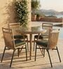 Felix Wicker 4 Seater Dinning Set In Dark Grey Finish