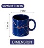 Femora 22k Liquid Marble Gold Design Ceramic Coffee Mug, Tea cups, Chip Resistant, 180 ML, Pack of 2, Royal Blue
