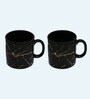 Femora 22k Liquid Marble Gold Design Ceramic Coffee Mug, Tea Cups, Stackable, Chip Resistant, 180 ML, Pack of 2, Gold On Grey