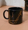 Femora 22k Liquid Marble Gold Design Ceramic Coffee Mug, Tea Cups, Stackable, Chip Resistant, 180 ML, Pack of 2, Gold On Grey