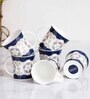 Blue & White 160 ml Ceramic Handcrafted Design (Set of 4) Tea Cup Set