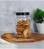 Transparent 1000ml Glass (Set Of 4) Kitchen Storage with Black Lid (Free Replacement of Lids)
