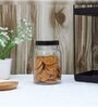 Transparent 1000ml Glass (Set Of 6) Kitchen Storage with Black Lid (Free Replacement of Lids)