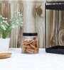 Set Of 2 Transparent 700ml Glass Kitchen Storage with Black Lid (Free Replacement of Lids)
