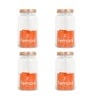Transparent 1500ml Glass (Set Of 4) Kitchen Storage with Gold Lid (Free Replacement of Lids)
