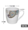 White 160 ml Ceramic Handmade Peacock (Set of 4) Tea Cup Set
