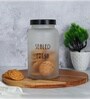Frosted 1500ml Glass (Set Of 2) Kitchen Storage with Black Lid (Free Replacement of Lids)