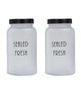 Frosted 1500ml Glass (Set Of 2) Kitchen Storage with Black Lid (Free Replacement of Lids)