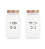 Frosted 1500ml Glass (Set Of 2) Kitchen Storage with Gold Lid (Free Replacement of Lids)