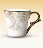 White & Gold 160 ml Ceramic (Set of 4) Tea Cup Set