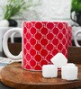 Femora Handcrafted Ceramic Coffee & Tea Cup Set of 2, 180 ML, Geometric Design Tea Cups, Stackable, Chip Resistant, Large Serving Coffee Cup, Ideal Coffee Mug for Gift-Red
