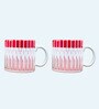 Femora Handcrafted Ceramic Coffee & Tea Cup Set of 2, 180 ML, Linear Design Tea Cups, Stackable, Chip Resistant, Large Serving Coffee Cup, Ideal Coffee Mug for Gift-Red