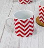 Femora Handcrafted Ceramic Coffee & Tea Cup Set of 2, 180 ML, Zig Zag Design Tea Cups, Stackable, Chip Resistant, Large Serving Coffee Cup, Ideal Coffee Mug for Gift-Red