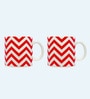 Femora Handcrafted Ceramic Coffee & Tea Cup Set of 2, 180 ML, Zig Zag Design Tea Cups, Stackable, Chip Resistant, Large Serving Coffee Cup, Ideal Coffee Mug for Gift-Red