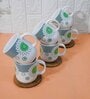 Green 180 ml Ceramic Atomic Star (Set of 6) Tea Cup Set