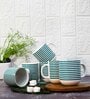 Green 180 ml Ceramic Striped (Set of 6) Tea Cup Set