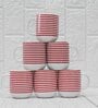 Red 180 ml Ceramic Striped (Set of 6) Tea Cup Set