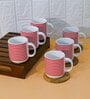 Red 180 ml Ceramic Striped (Set of 6) Tea Cup Set