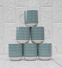 Green 180 ml Ceramic Striped (Set of 6) Tea Cup Set