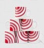 Red 180 ml Ceramic Circular Design (Set of 6) Tea Cup Set