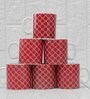Red 180 ml Ceramic Geometric (Set of 6) Tea Cup Set