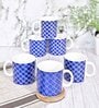 Blue 180 ml Ceramic Geometric (Set of 6) Coffee Mug