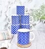 Blue 180 ml Ceramic Geometric (Set of 6) Coffee Mug