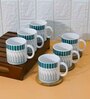 Green 180 ml Ceramic Linear (Set of 6) Tea Cup Set