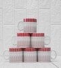 Red 180 ml Ceramic Linear (Set of 6) Tea Cup Set